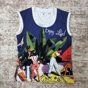 Dickie Walker Vintage Retro Marine Graphic Top Size S